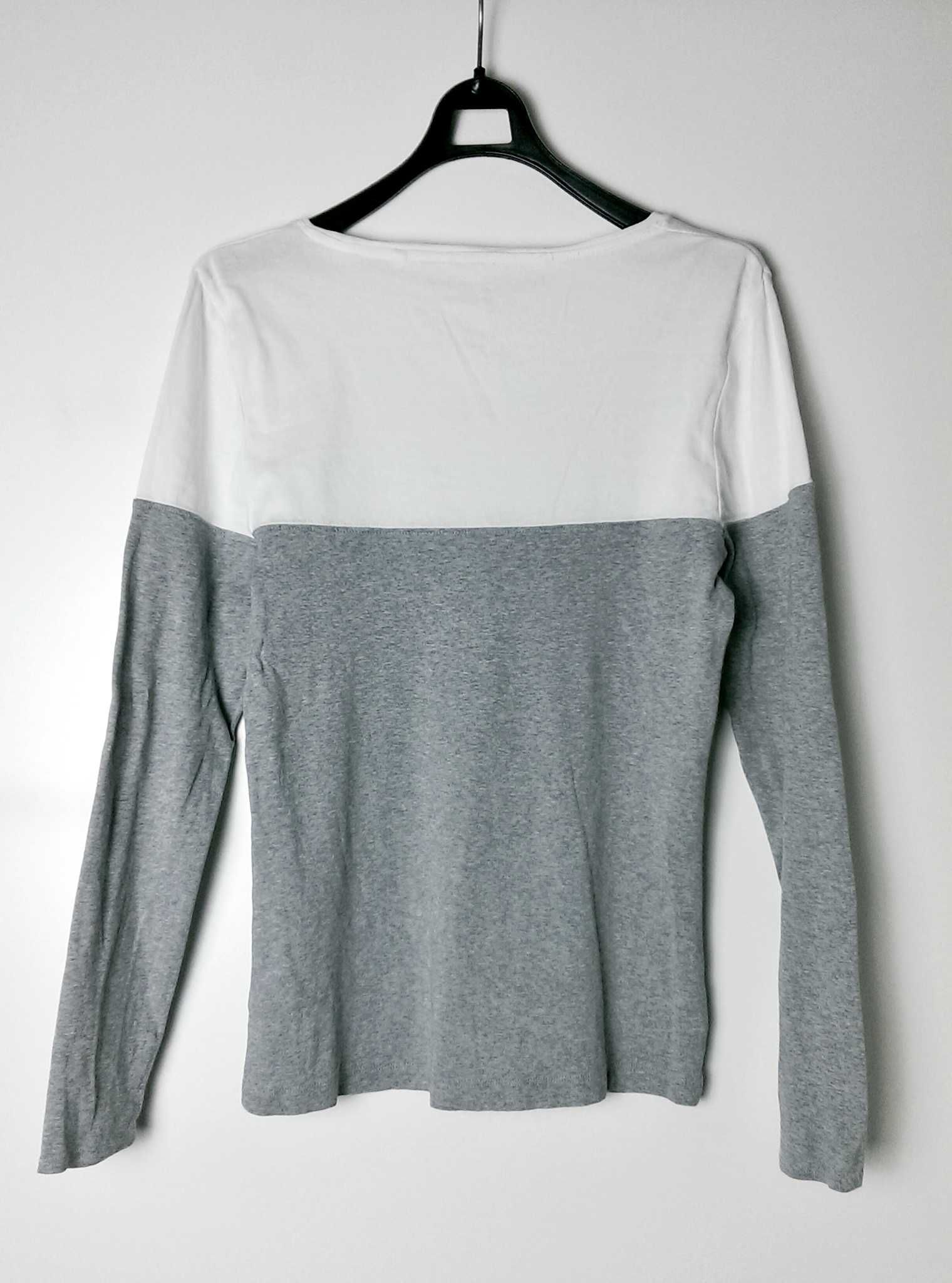 Damska bluzka t-shirt longsleeve długi rękaw biała szara Next 42