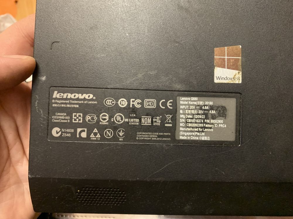 Lenovo G580 крышка детали корпуса топкейс не ахти