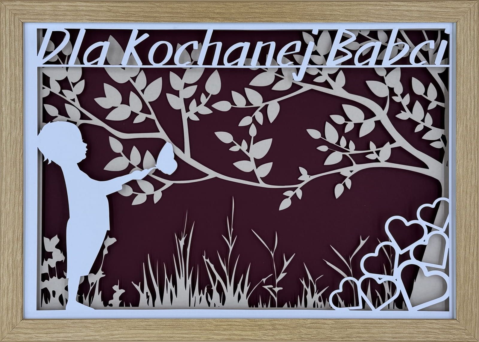 Ramka 3D shadow box Dla Kochanej Babci Dziecko 32x23