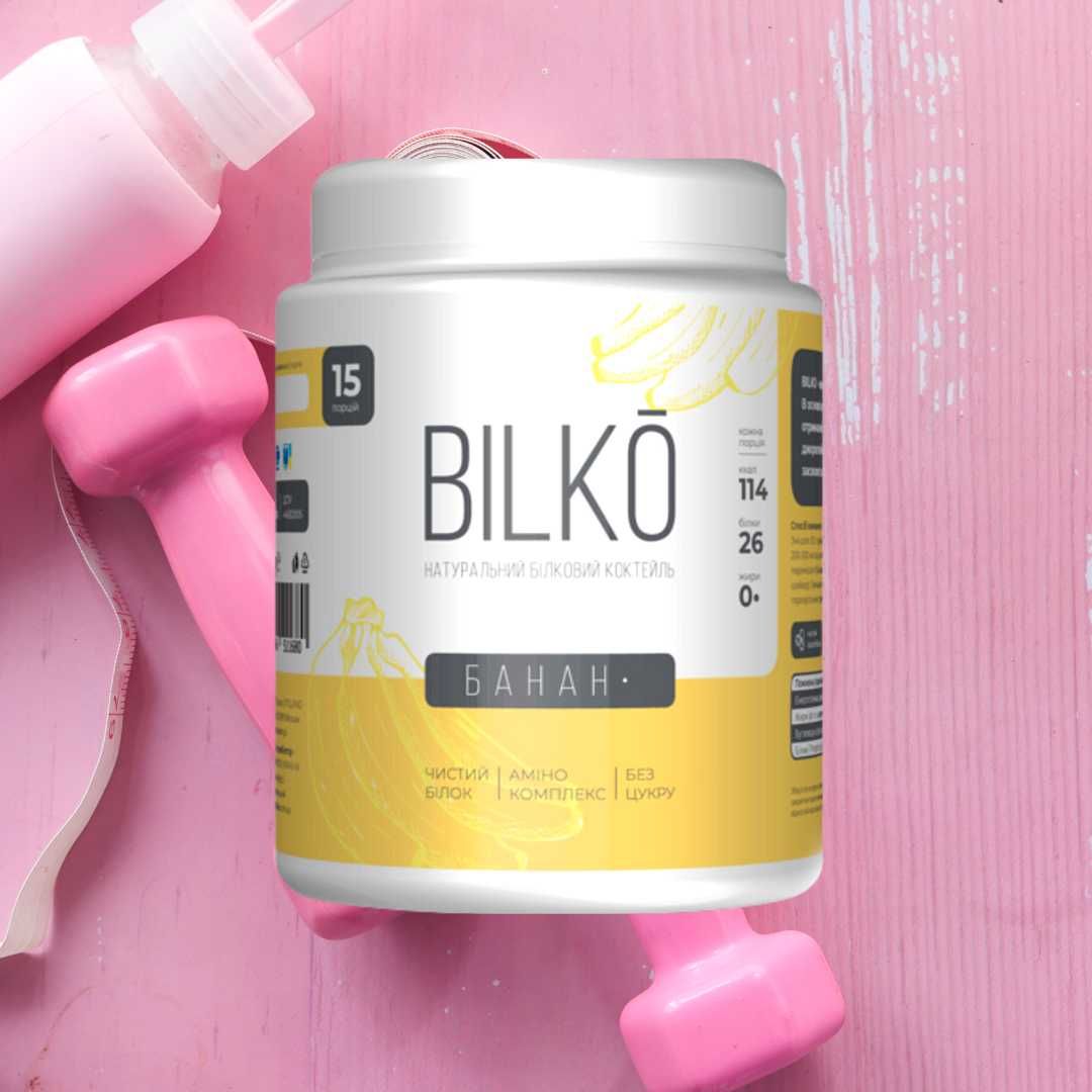 Белковый коктейль изолят 87% для сушки похудения BILKO 450 гр + шейкер