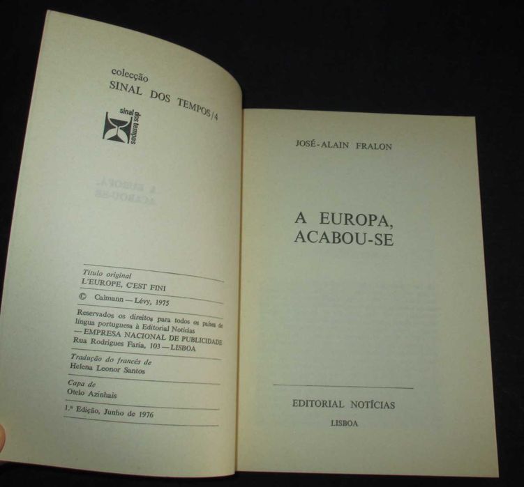Livro A Europa Acabou-se José-Alain Fralon