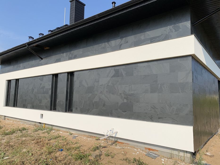 Fornir kamienny plytki elewacyjne z kamienia black artrum White gold