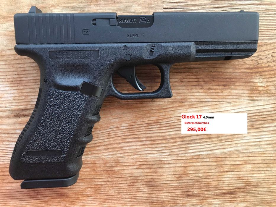 Pistola Pressão de ar (CO2) Glock 17+GEN4+GEN5 blowback de aço 4.5mm