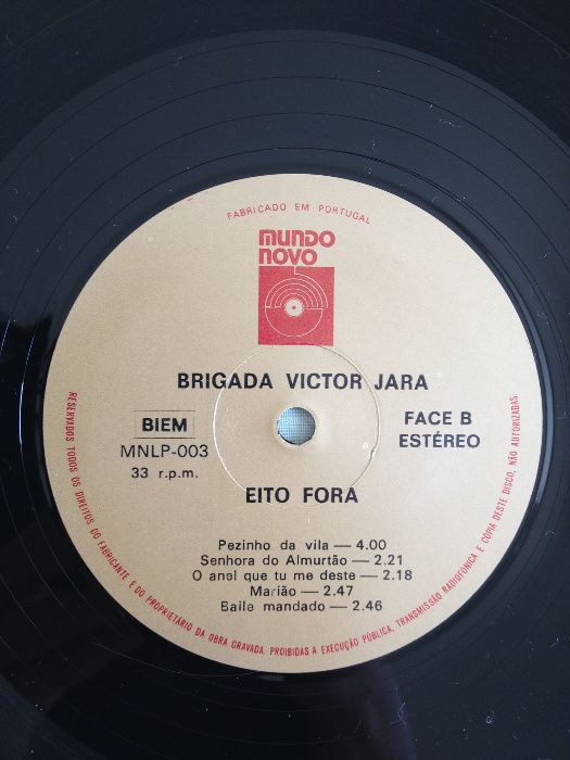 Disco Vinil "Brigada Victor Jara ‎– Eito Fora"