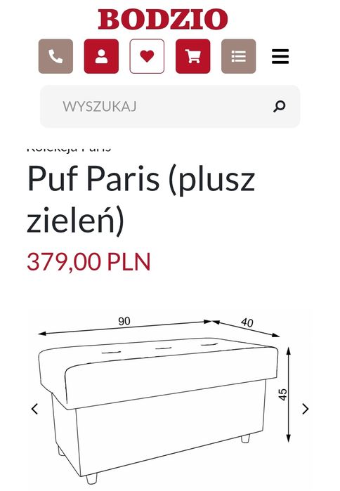 Puf pufa Paris Bodzio zielony plusz