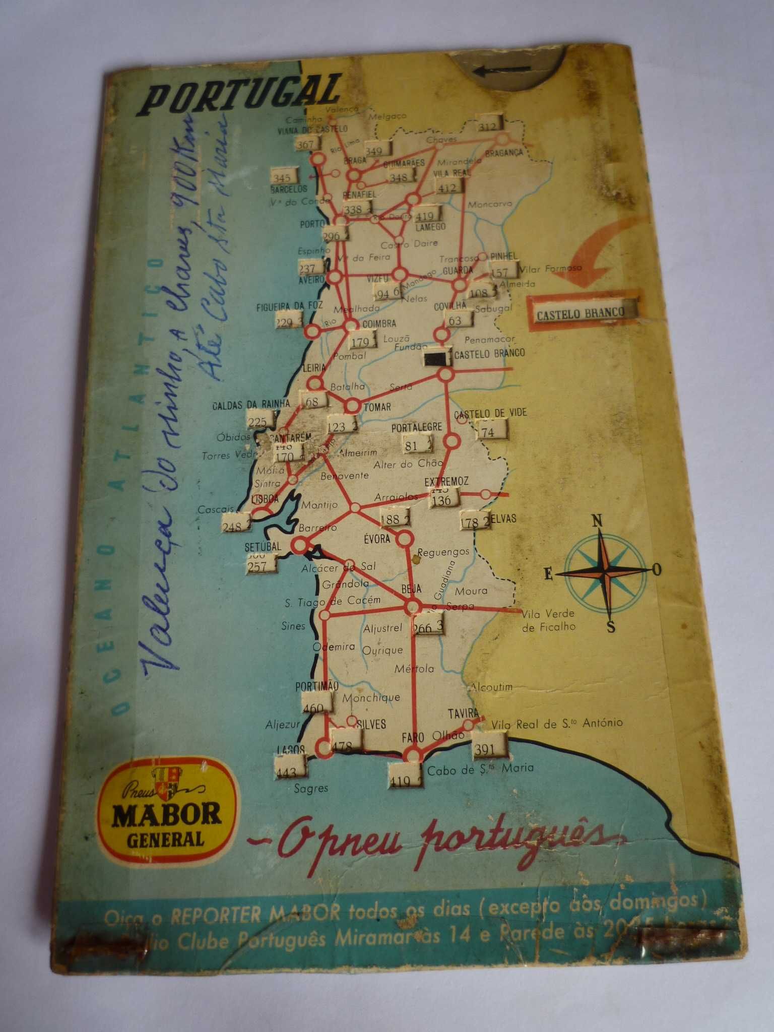 Mapa de portugal com distâncias com Publicidade Mabor Vintage
