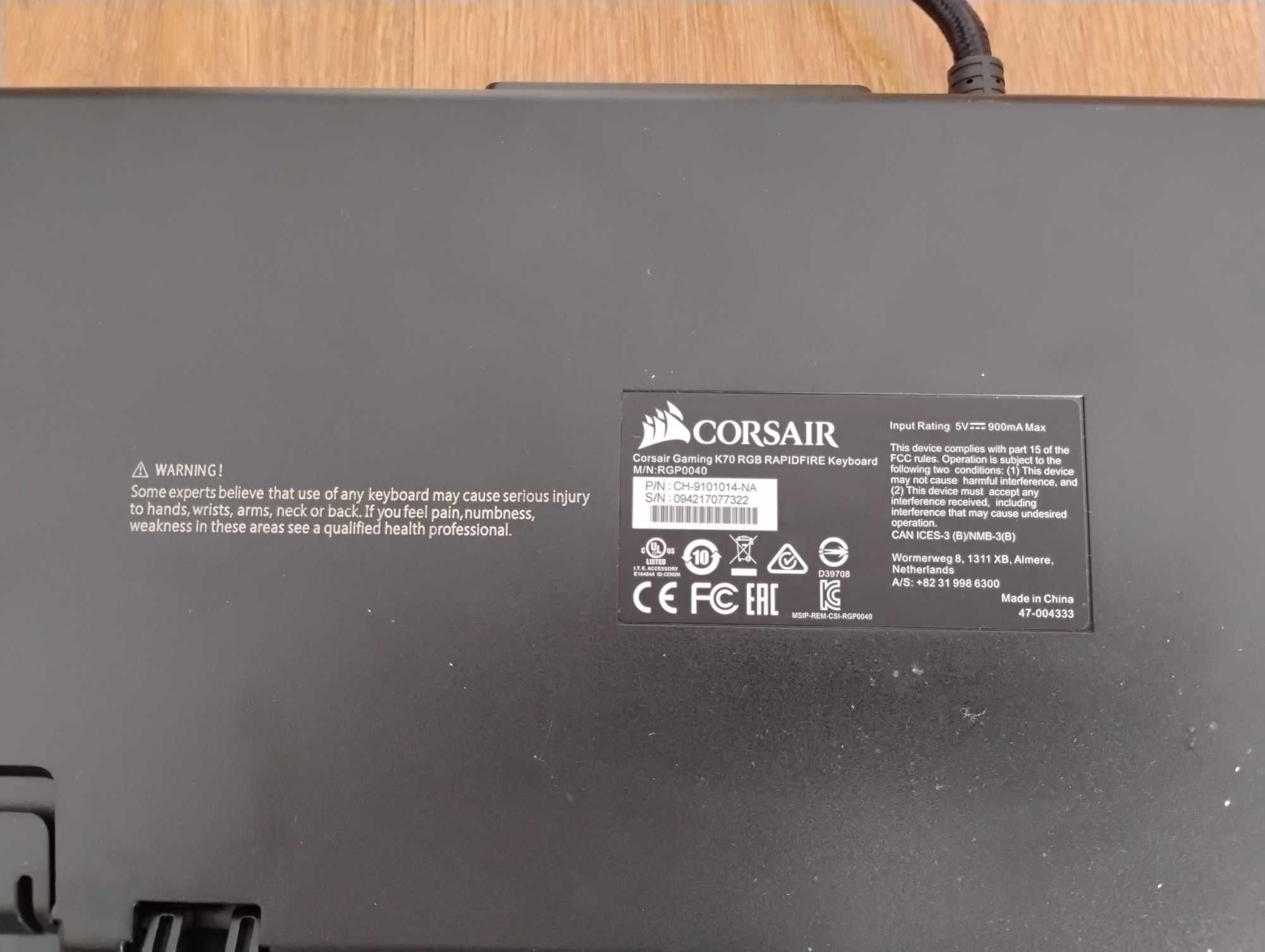 Uszkodzona: Corsair gaming K70 RGB RAPIDFIRE keyboard