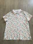 Lands’End white tennis novelty print short sleeve polo shirt women