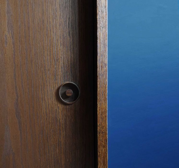 Komoda Vintage drewniana 160cm, przesuwne drzwi w stylu lat 60-tych