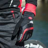 Nowe czarne Santic rękawiczki rowerowe żelowe z funkcja dotykową
