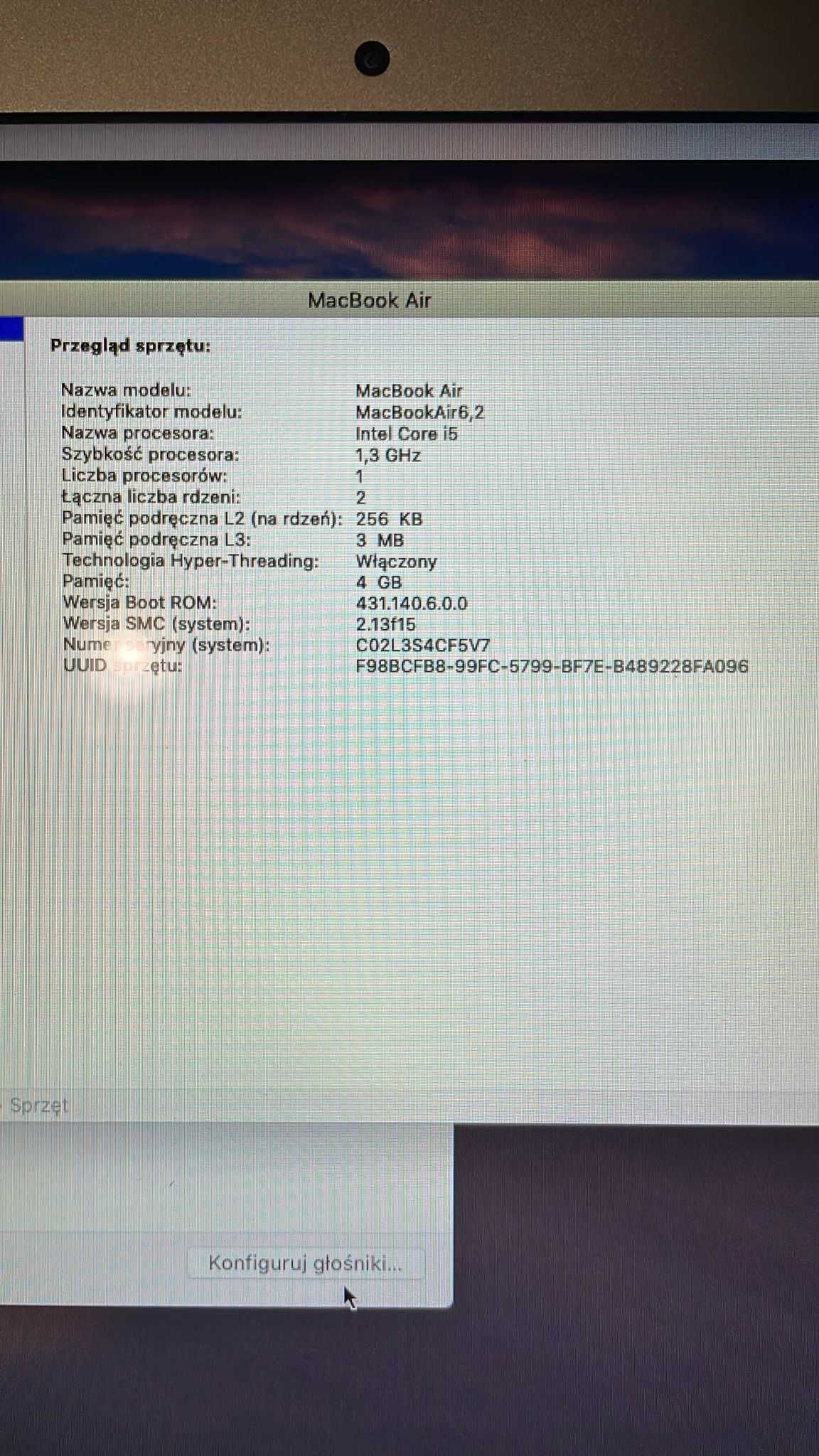 LAPTOP Appla model: A1466