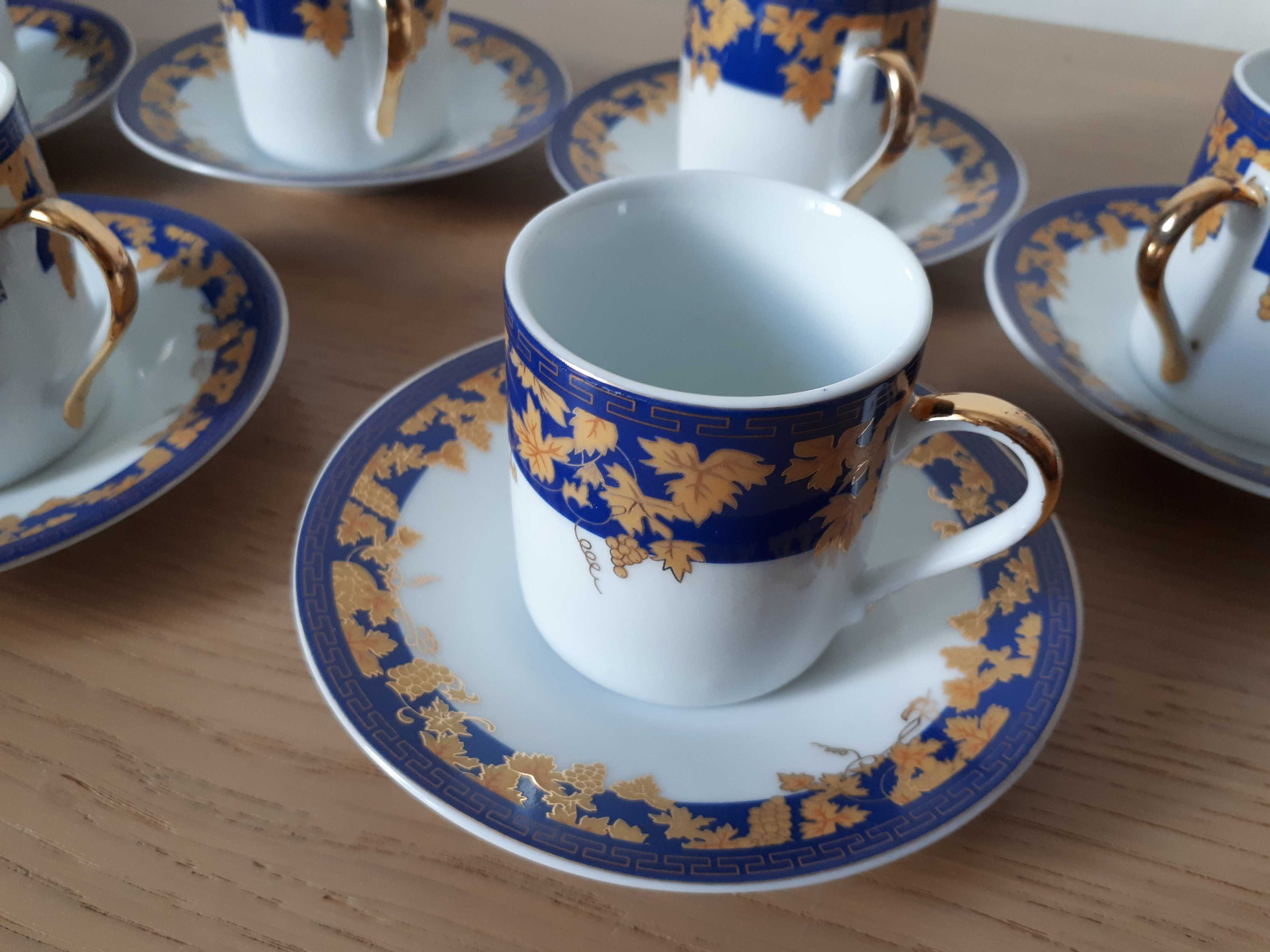 zestaw porcelany do kawy espresso filiżanki i talerzyki 6 szt. vintage