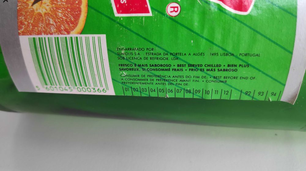 Garrafa 1 litro Antiga Vintage Sumol Laranja