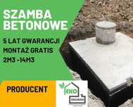 Szambo betonowe zbiornik na deszczówkę 2m3-14m3 Montaż Transport