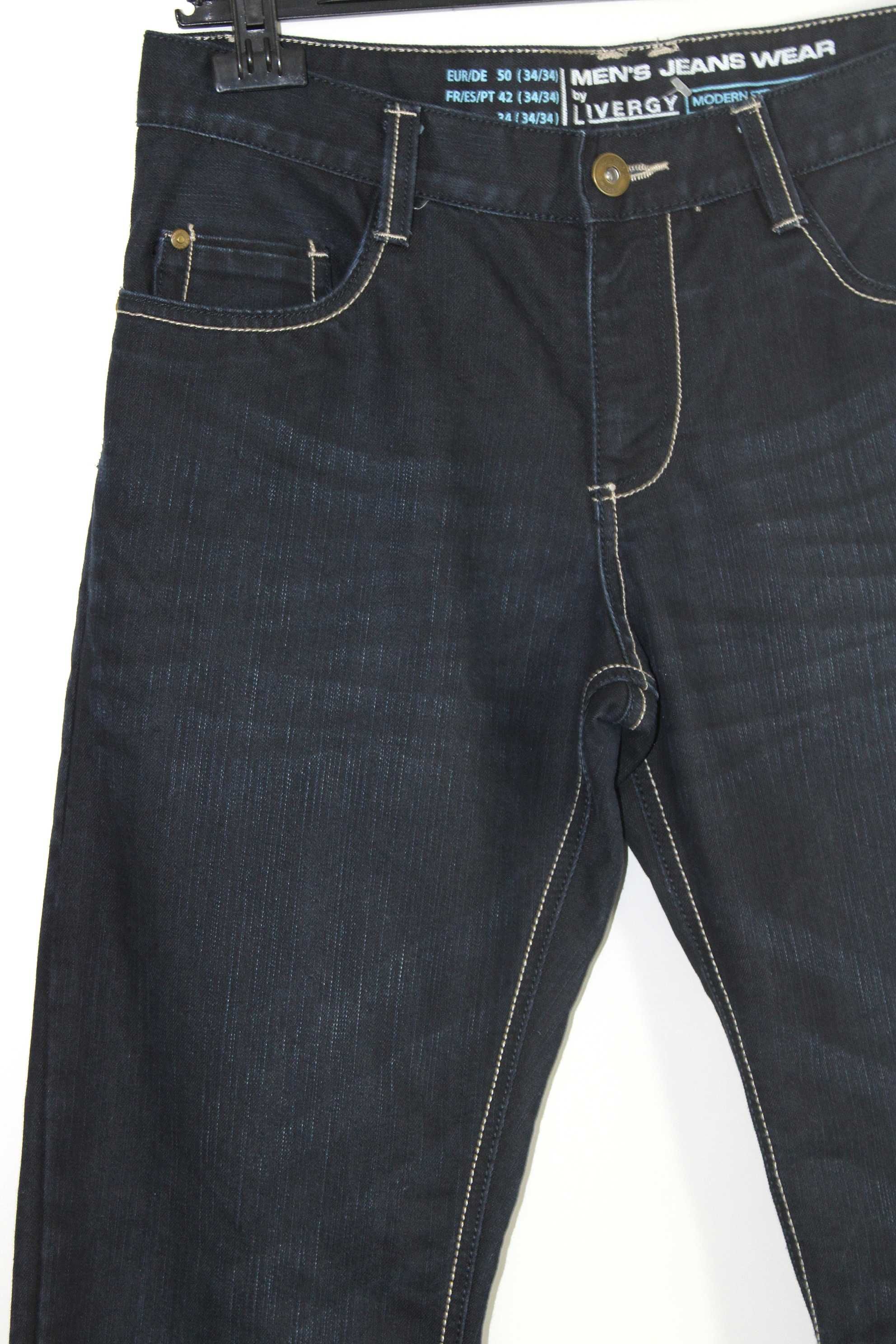 w7 LIVERGY Męskie Granatowe Proste Spodnie Jeans L