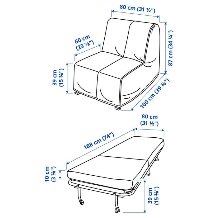 LYCKSELE LÖVÅS como novo 
Poltrona-cama, Knisa cinz