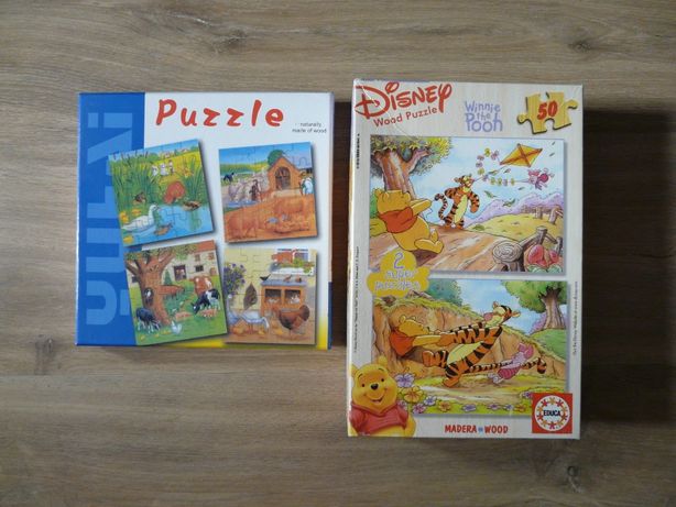 Drewniane puzzle Educa Disney Kubuś Puchatek 2x50el 4xpuzzle zwierzęta