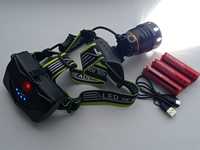 Мощный налобный фонарь ЗУ Type-C 3x18650  zoom power bank