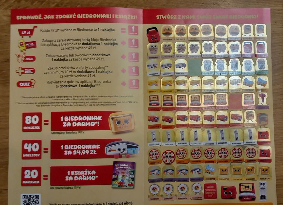 Naklejki Biedronka zestaw 80 sztuk