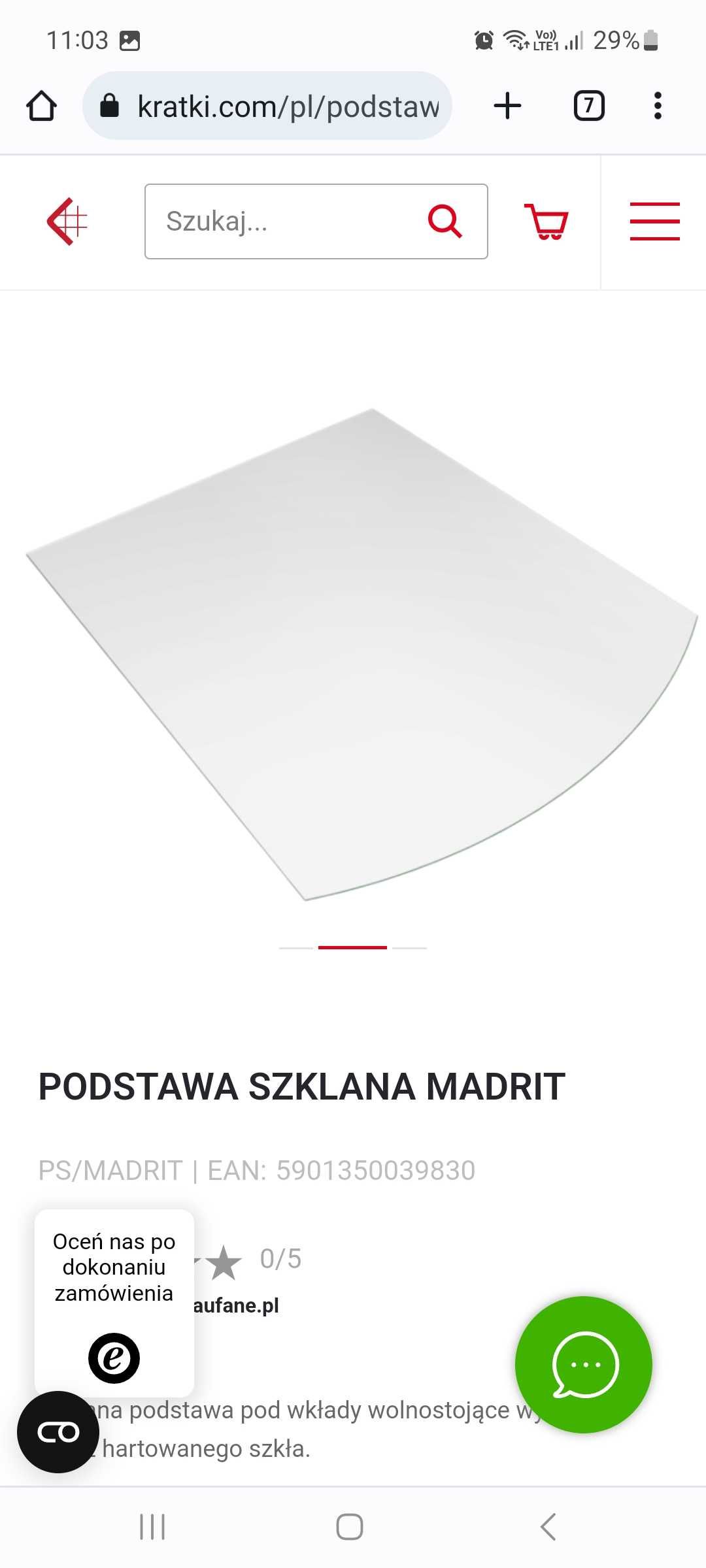 Szyba hartowana pod kominek NOWA