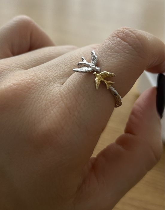 Колечко срібне "Птахи"