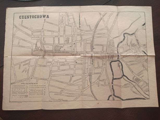 Plan Częstochowy z 1948r z planem wystawy przemysłowo-rolniczej