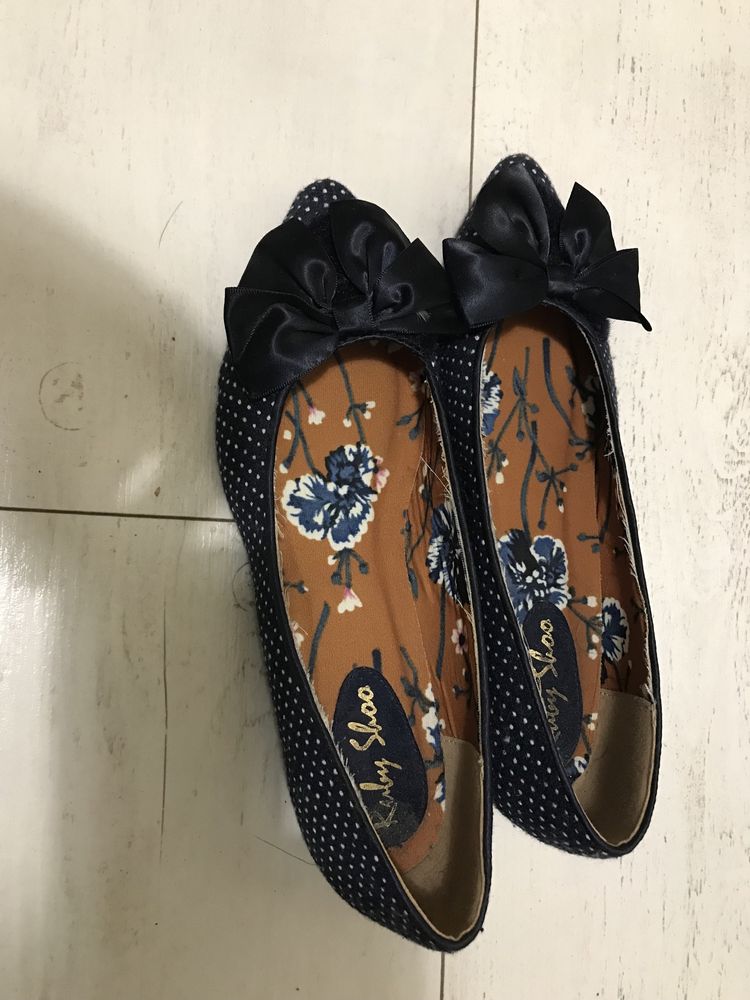 Buty damskie roz 38 pantofle w kropki z kokarda