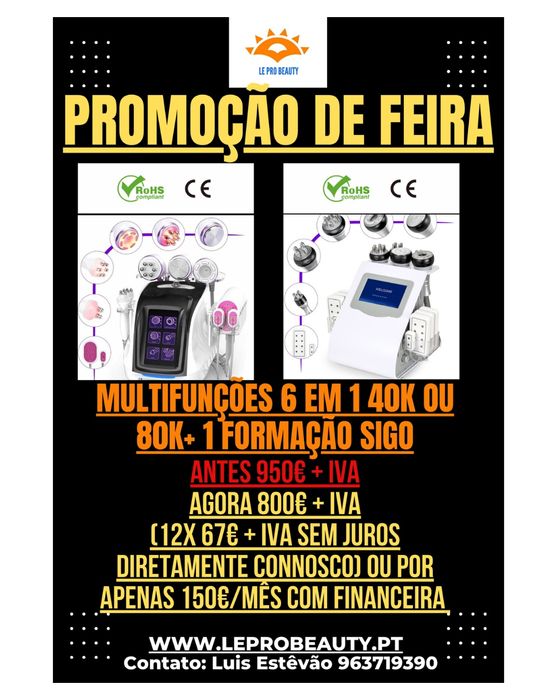 Multifunções 6 em 1 Cavitação 80k Radiofrequência Lipolaser