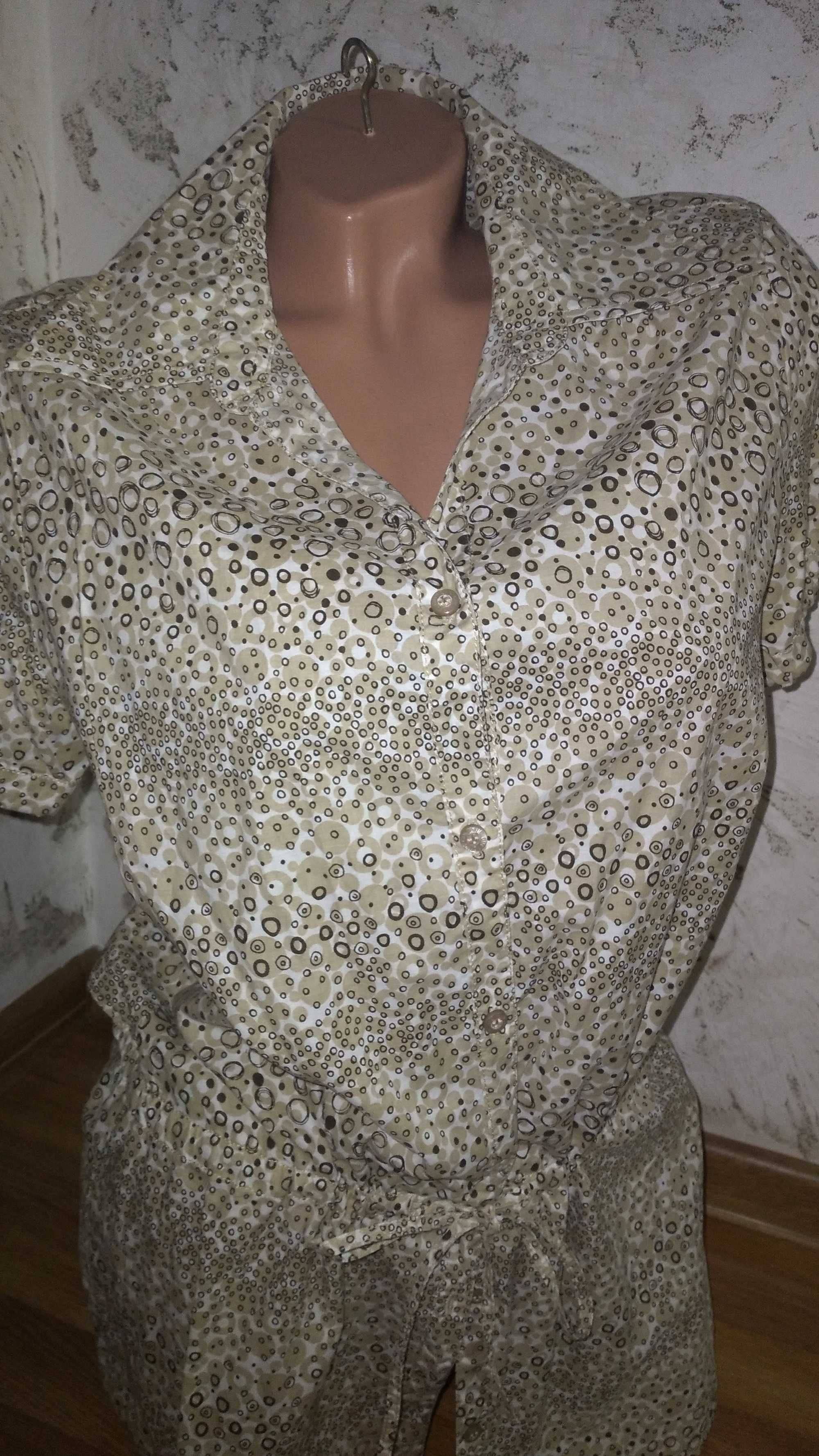 Блузка Блуза удлиненная летняя х б 46р. М 38р.Мелкий рисунок