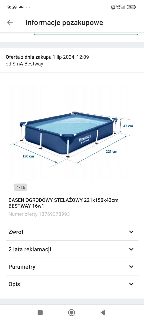 Basen ogrodowy jak nowy