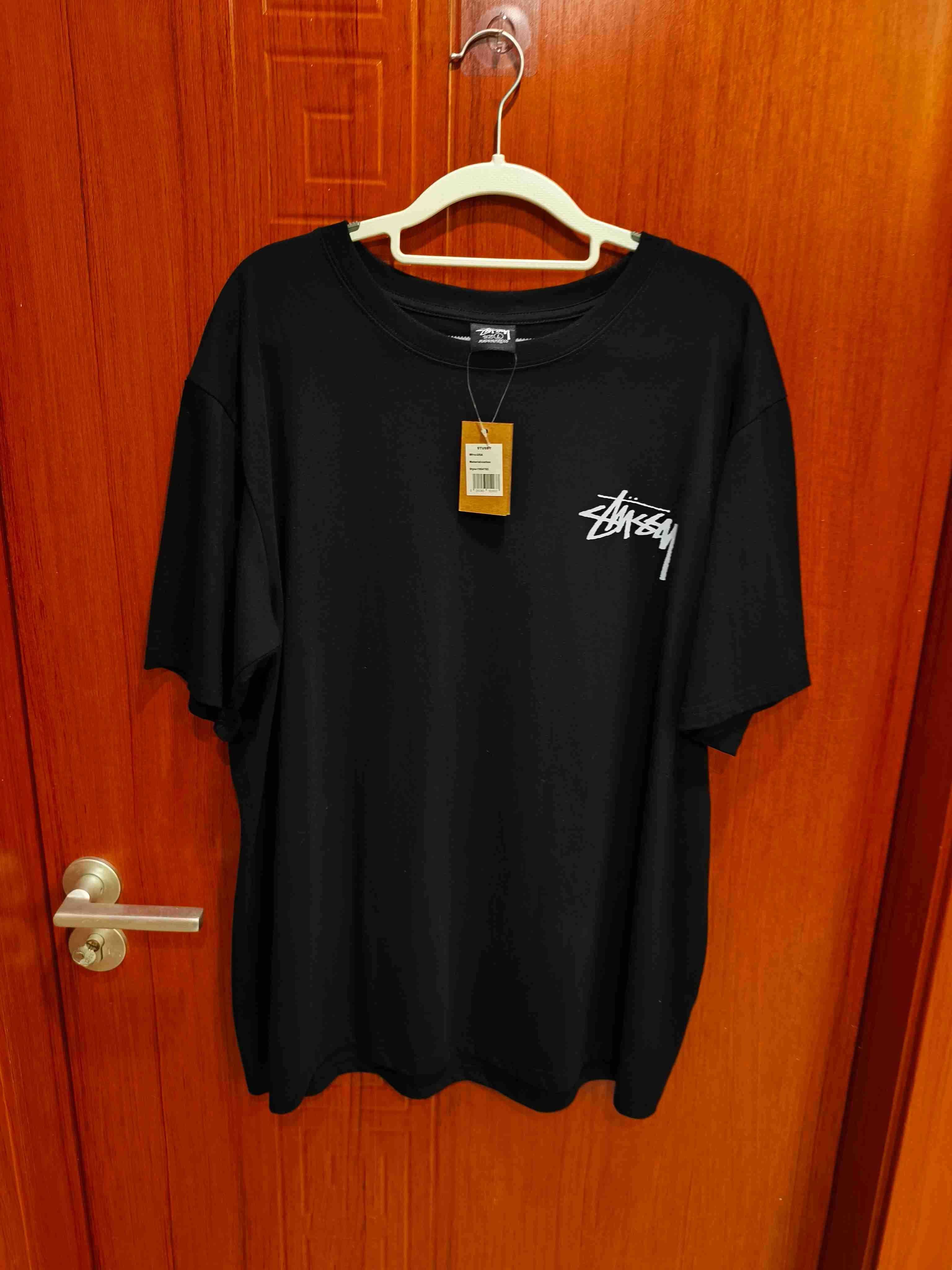 Stussy,Męska czarna koszulka z nadrukiem letnim, rozmiar L