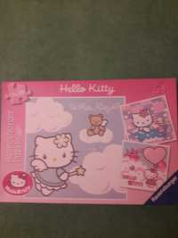 Puzzle Hello Kitty 3 ×49 Ravensburger w pudełku trzy układanki.