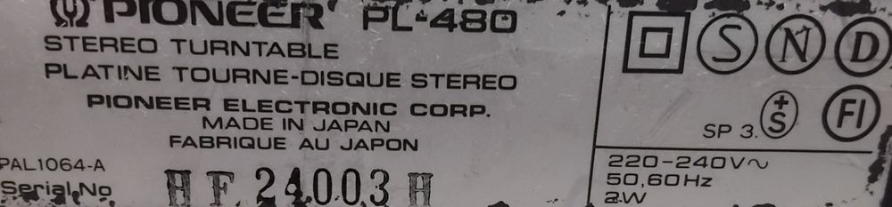 PIONEER gira-discos PL-480