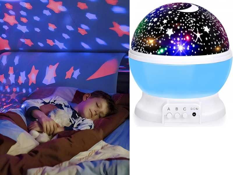 Lampka Nocna Projektor Gwiazd Księżyca Nieba 2w1  Dla dziecka + Lampa