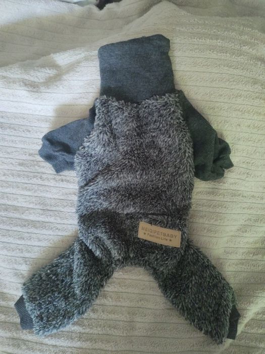Теплий комбінезон сірий для маленьких собак