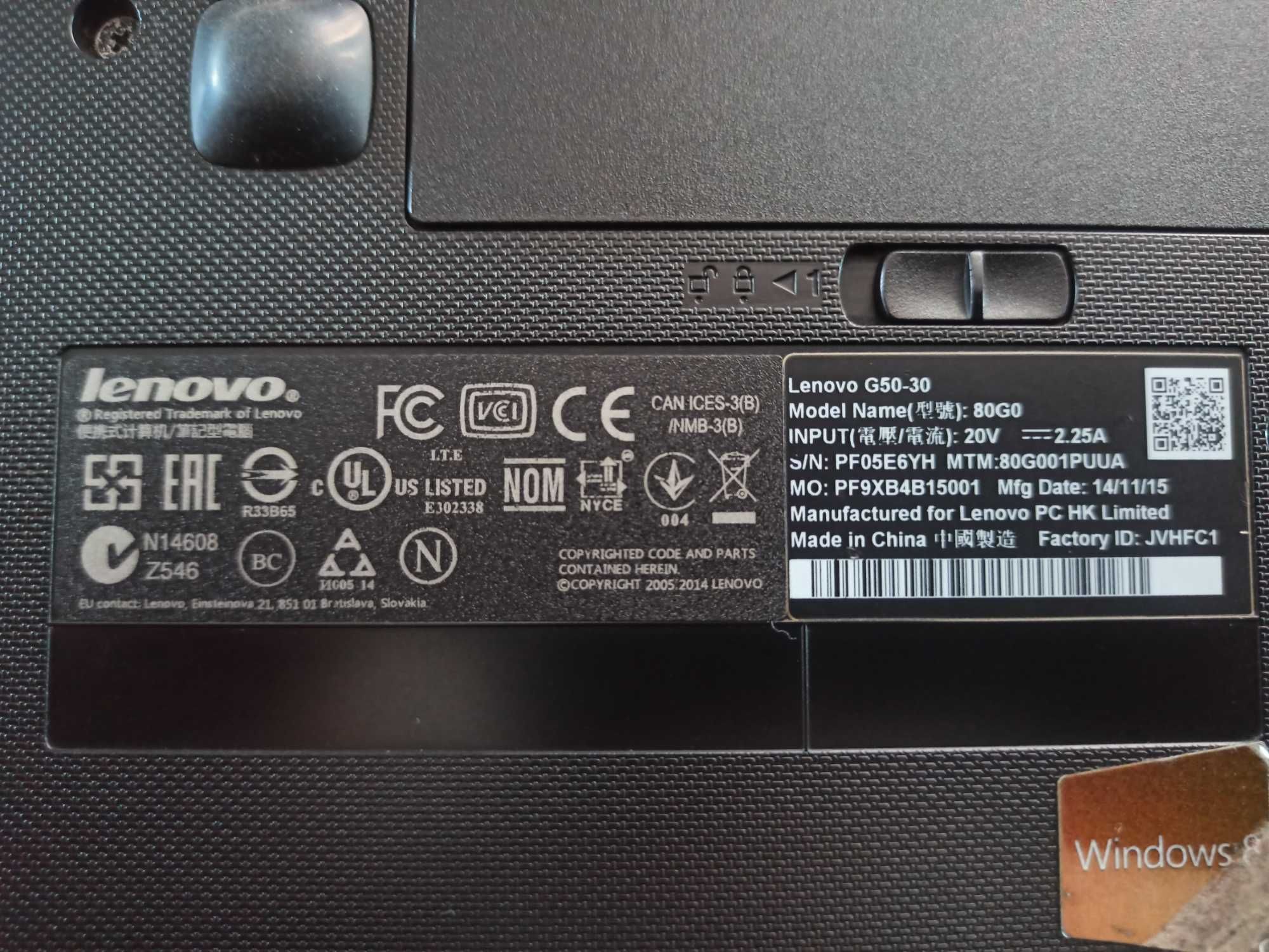 Ноутбук Lenovo G50-30 (80G001PUUA) бу