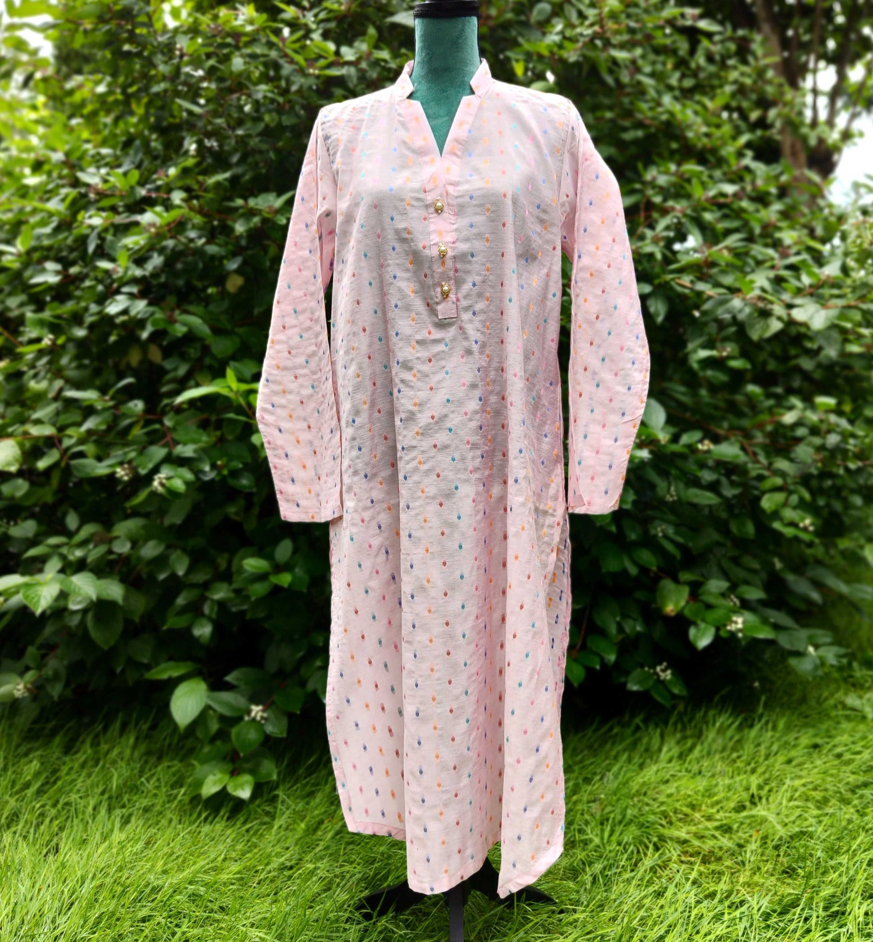 Nowa tunika indyjska XL 42 różowa róż bawełna orient boho hippie kurta