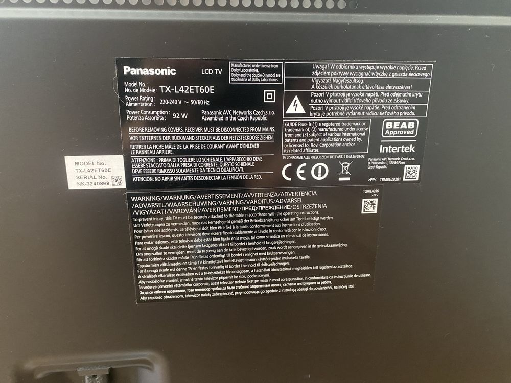 Telewizor Panasonic TX-L42ET60E 42 cale