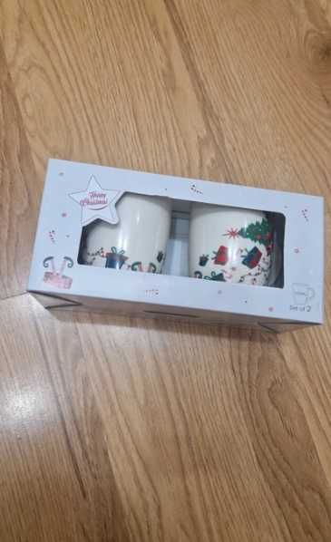 Zestaw dwóch świątecznych kubków nowe prezent Boże Narodzenie