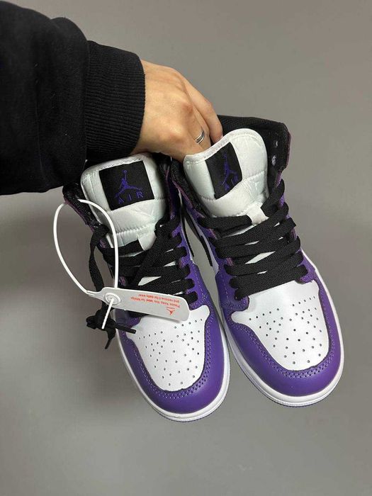 Кросівки зимові Nike Air Jordan 1 High Purple premium з хутром