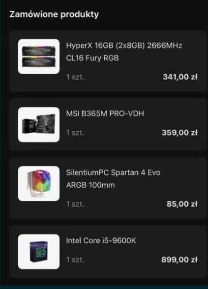 Komputer stacjonarny i5-9600k, GTX 1660Ti (6GB), 16GB RAM