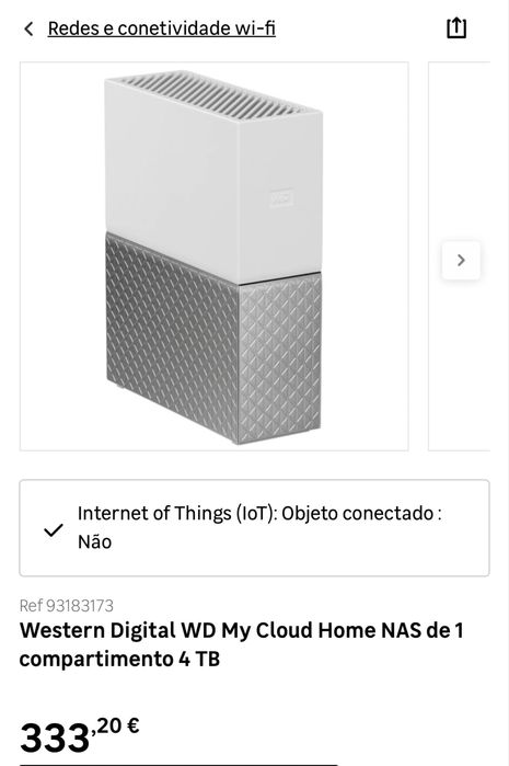 Western Digital My Cloud Home NAS disco de rede pessoal 4TB