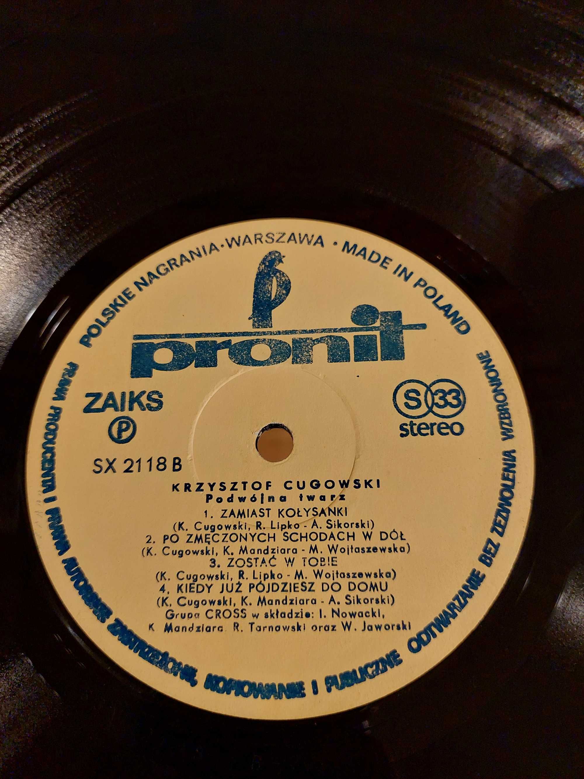Płyta Winyl Vinyl Krzysztof Cugowski Cross Podwójna Twarz LP SX 2118