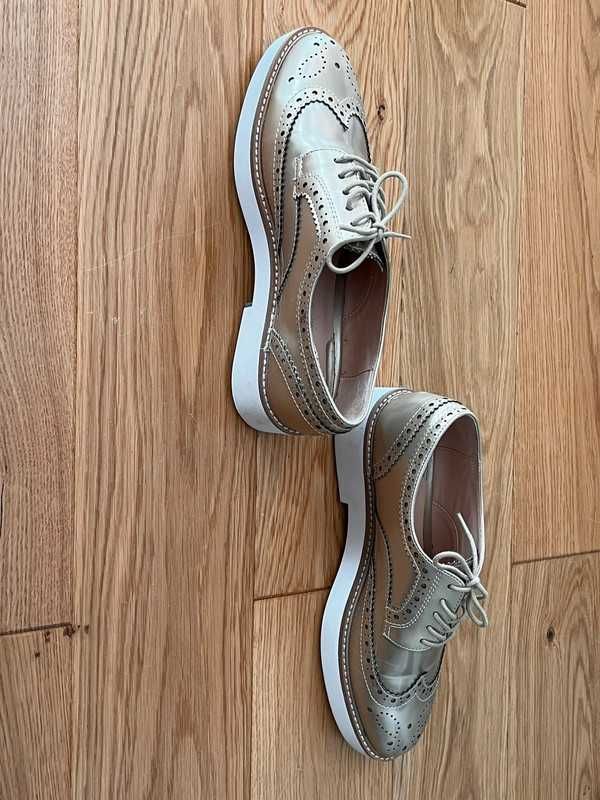 Buty złote Oksfordki Zara 38