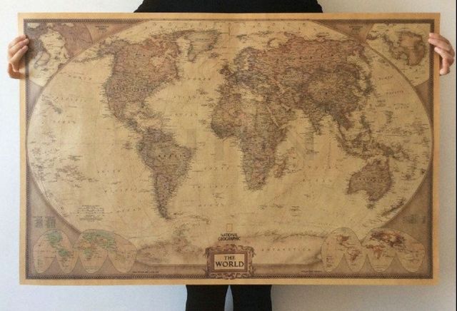 Mapa mundo vintage,(72 x 48 cm) novo!