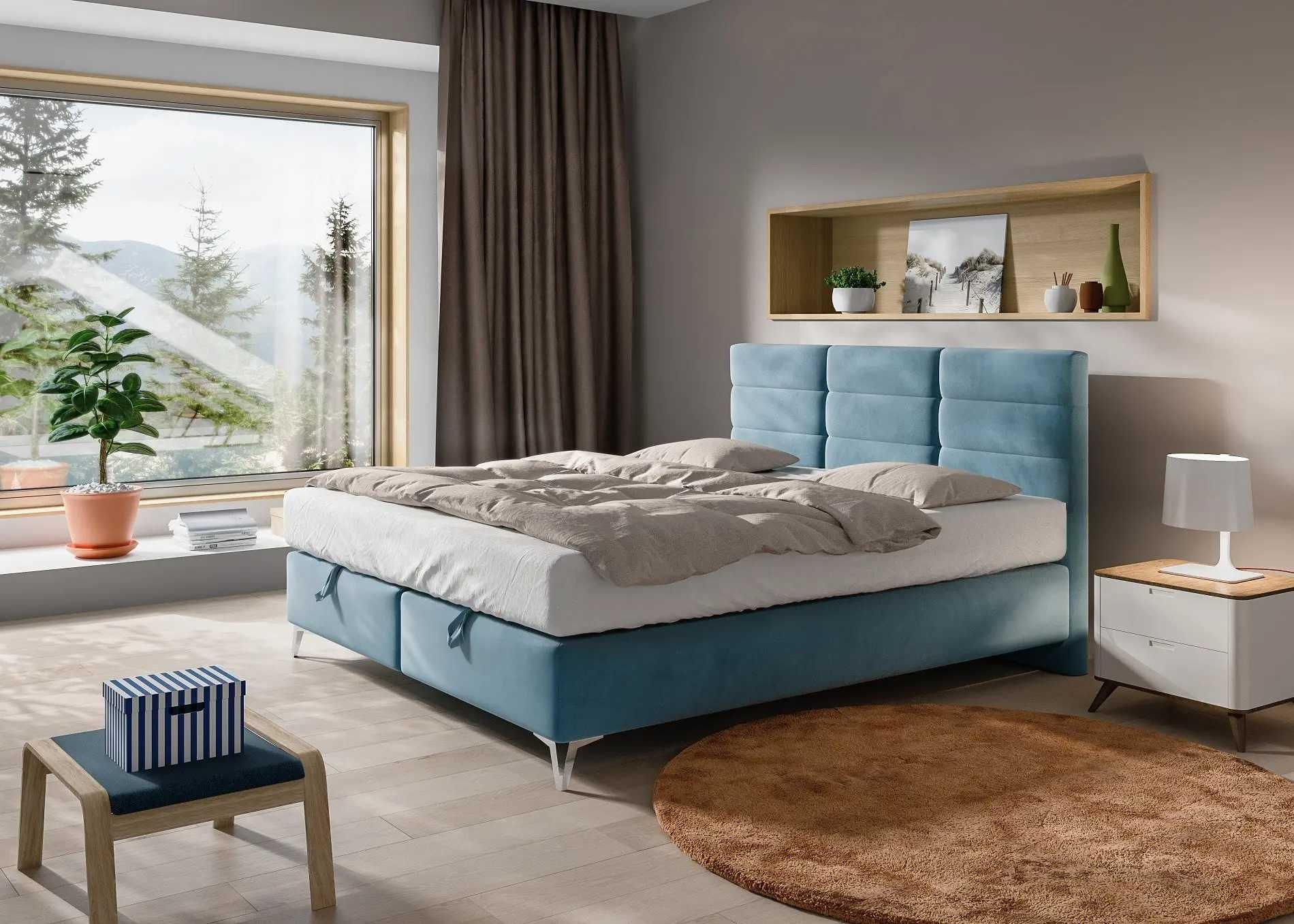 Łóżko 160x200 kontynentalne LOGAN Comforteo tapicerowane z pojemnikiem