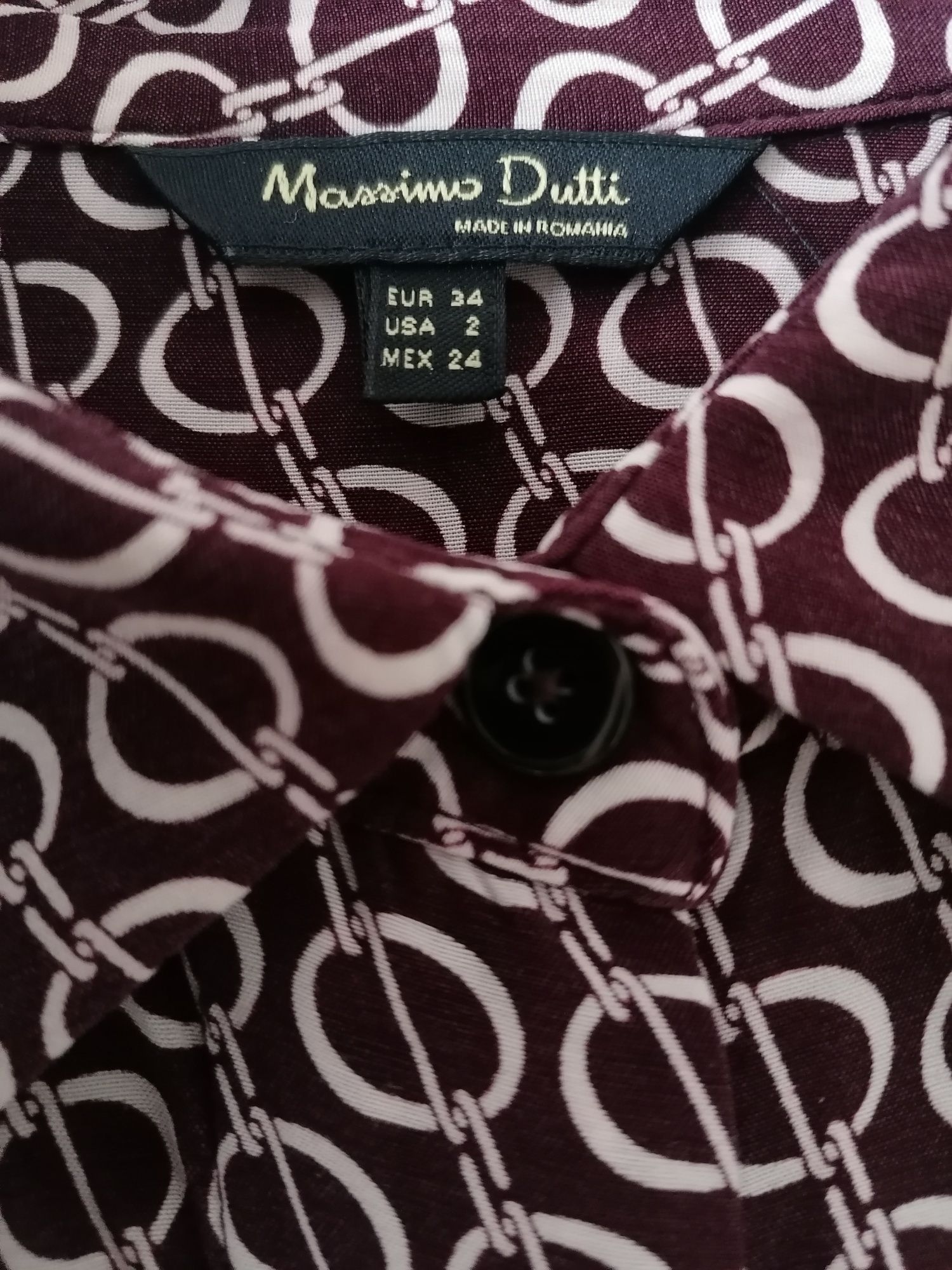 Massimo Dutti szmizjerka sukienka koszulowa z paskiem bordowa wiskoza