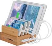 5 portów USB Stacja ładująca Bamboo