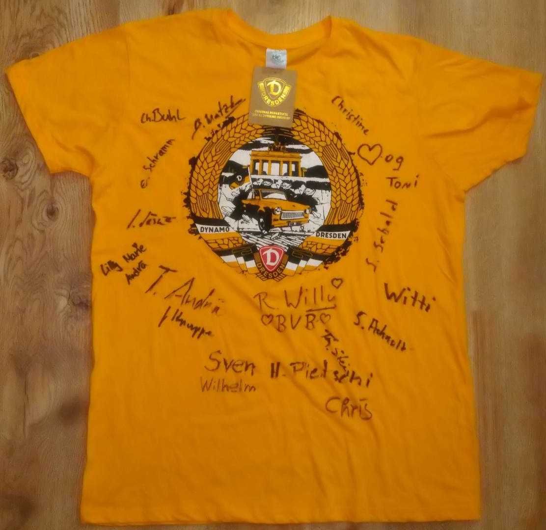 Koszulka T-Shirt SG Dynamo Dresden Drezno NOWA z Podpisami UNIKAT XL