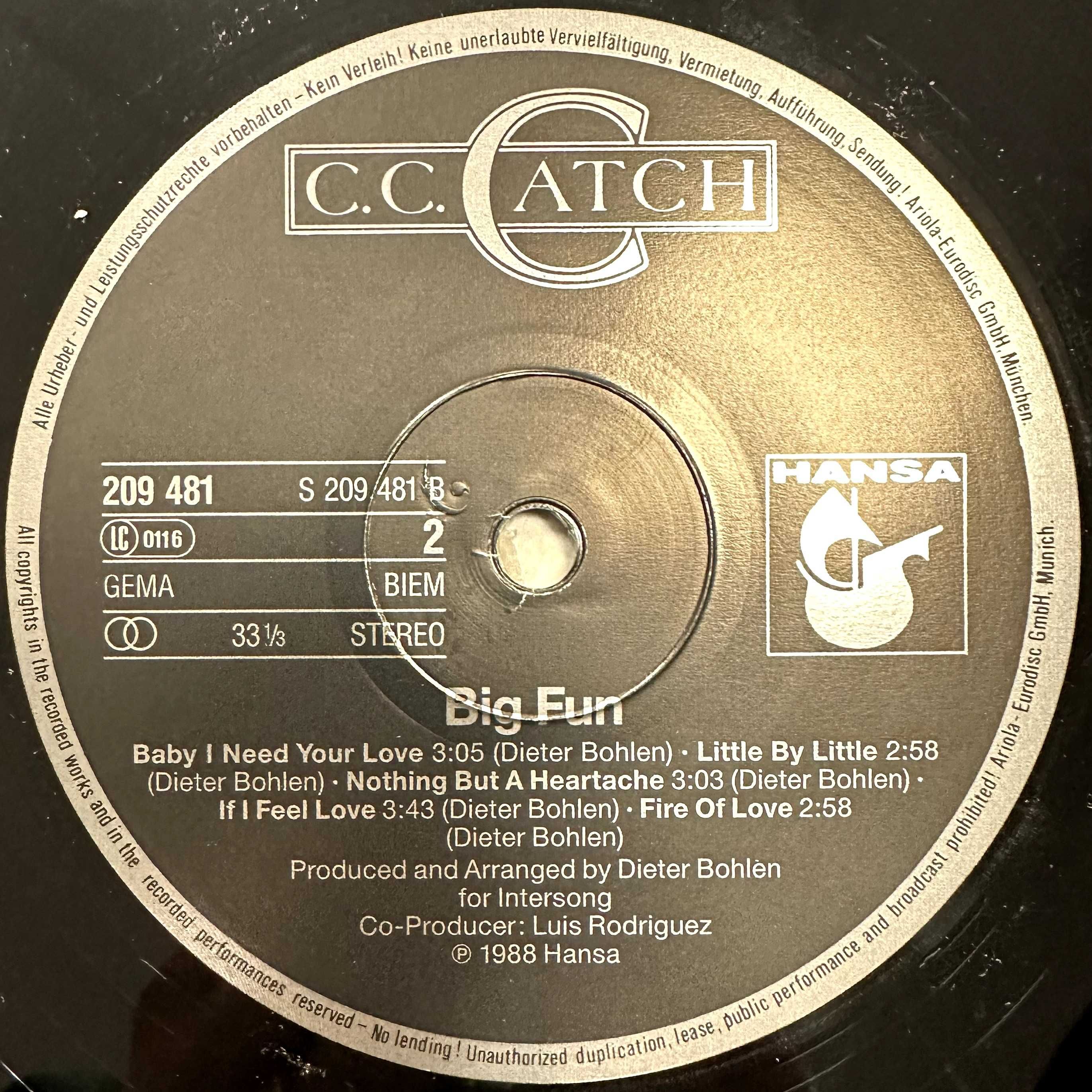 C. C. Catch - Big Fun (Vinyl, 1988, Germany)